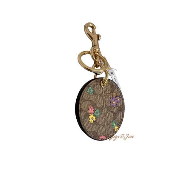 Coach Mirror Bag Charm In Signature Canvas With Spaced Floral Print - Picture 5 of 5
